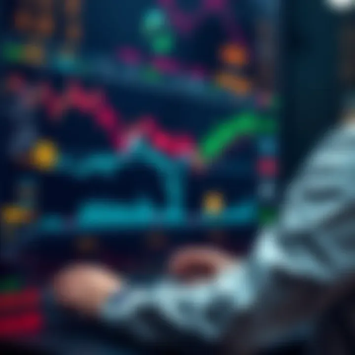 A developer coding a bot for Solana memecoin trading, with graphs and digital currency symbols on the screen.