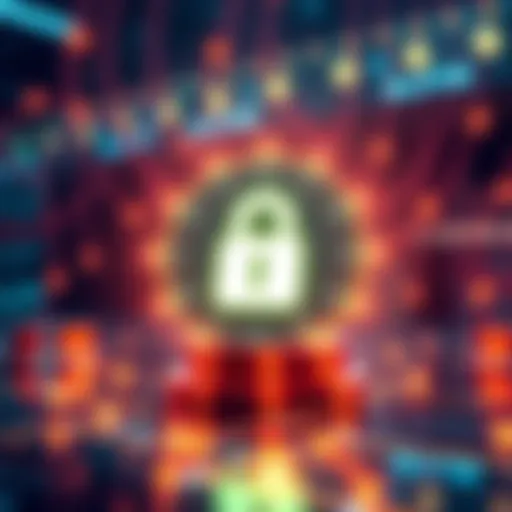 Visual representation of Solana smart contracts with encryption symbols, showcasing decryption processes using AES methods.