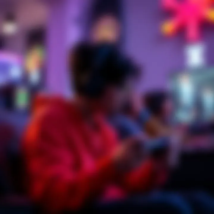 A person playing a video game alone, focused on the screen with a gaming controller in hand.