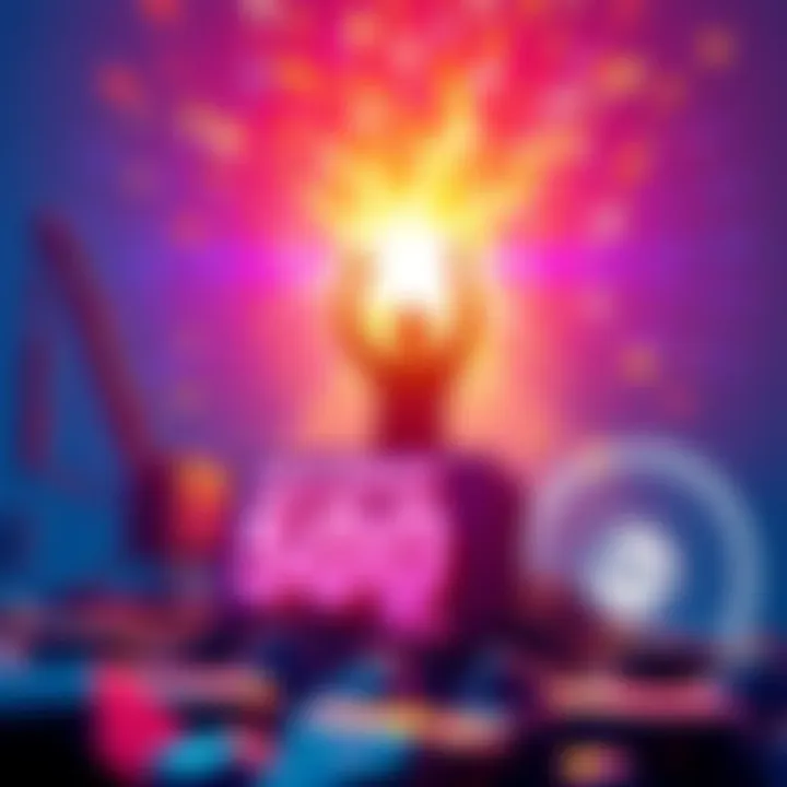 A representation of a lone miner celebrating the successful mining of a block at CKpool with a hashrate of 500 PH/s, surrounded by digital mining symbols and hash rates.