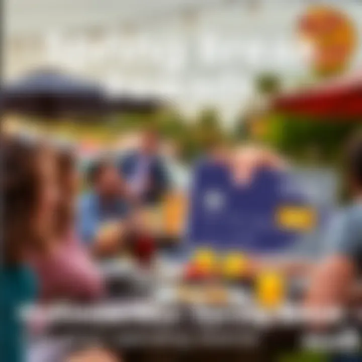 Spring Break Rewards A travel scene with people enjoying a meal outdoors, showcasing a credit card with rewards highlighted, symbolizing smart spending for dining and travel during Spring Break.