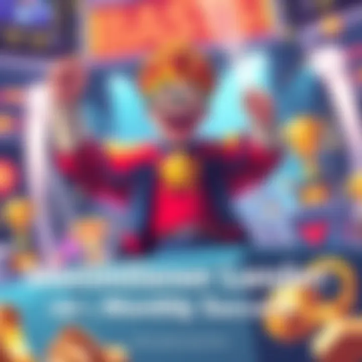 SRB character celebrating achievement in the monthly ladder with a visual of boosts and trophies in the background