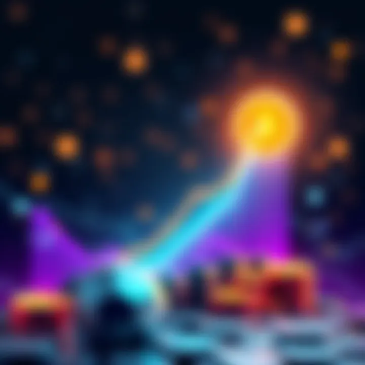 An illustration showing stablecoins with a rising graph indicating growth and returns, highlighting investment opportunities in cryptocurrency.