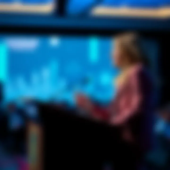 Staci Warden, CEO of the Algorand Foundation, discussing blockchain and regulatory changes at a podium in a conference setting