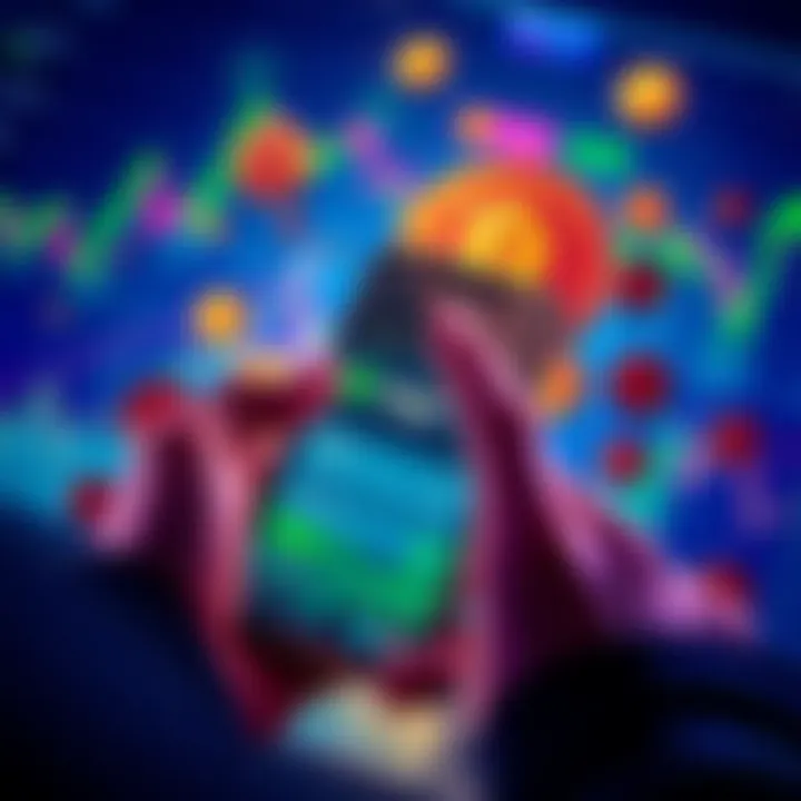 Staking Algo on Pera Wallet A person using the Pera wallet app on a smartphone to stake Algo cryptocurrency, surrounded by charts and coins