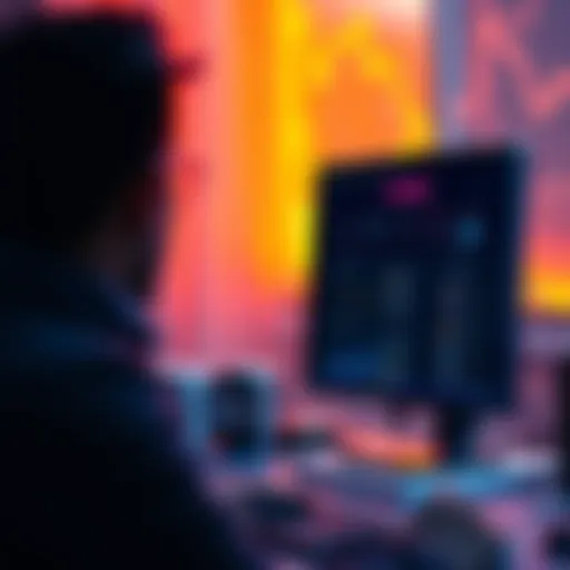 A person looking at a computer screen displaying RUNE token staking options and community support graphics