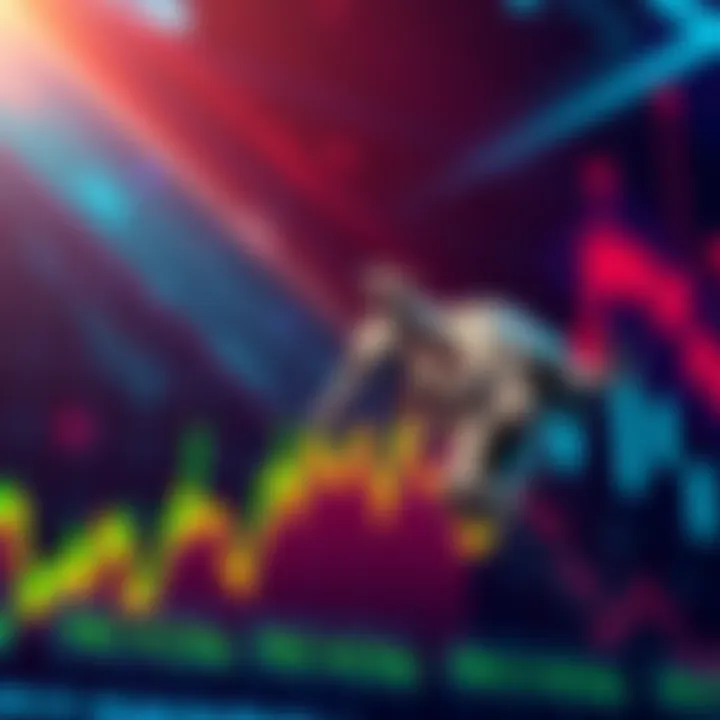 A chart showing upward trends in the stock market, indicating recovery from a bear market, with a bull symbol representing investor confidence.