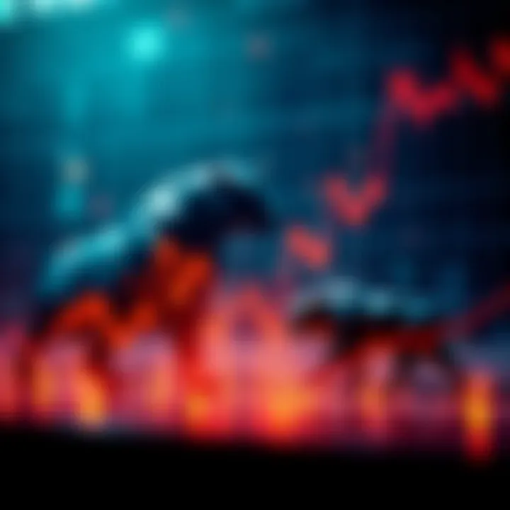 Graph showing fluctuating stock market trends with bear and bull symbols
