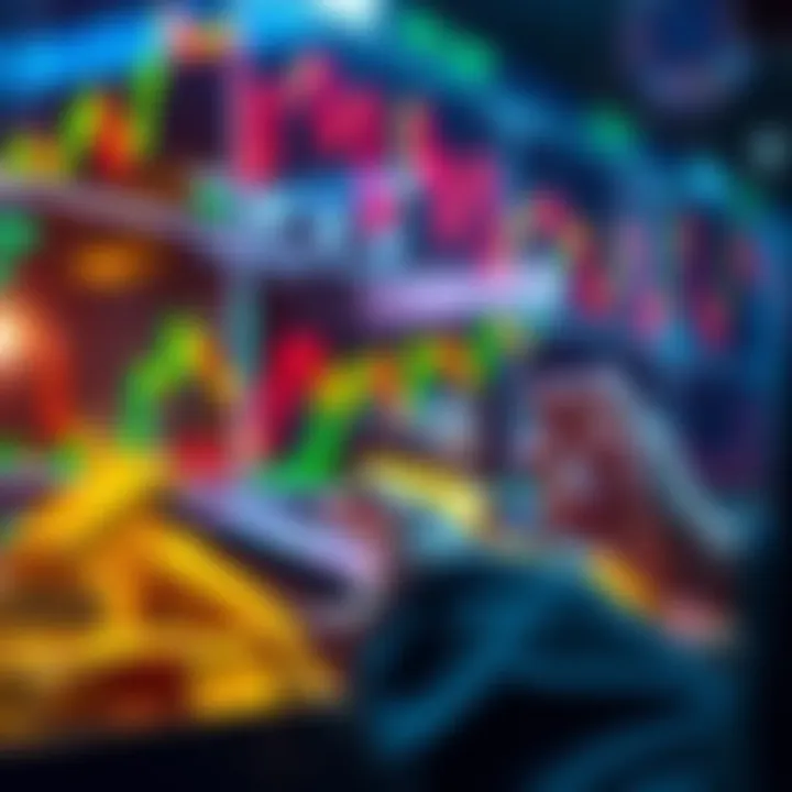 Stocks and Gold on Revolut A person looking at stock market graphs and gold bars while using a smartphone, symbolizing investment safety concerns on Revolut.