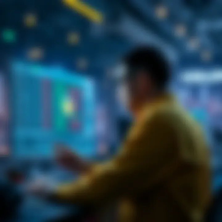 A person analyzing cryptocurrency transactions while looking at a screen showing security measures for stolen funds.