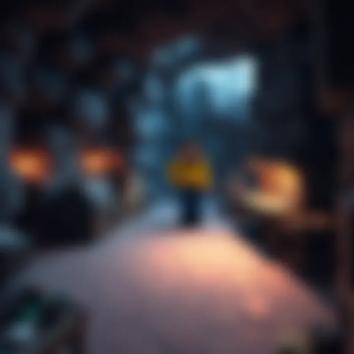 A well-organized storage area inside a cave, featuring chests and crafting tables, located near a skeleton spawner.