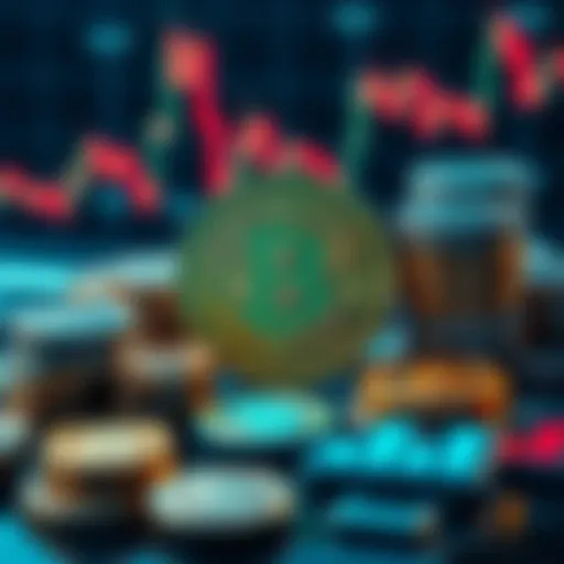 A representation of Bitcoin investment with coins and financial graphs symbolizing Strategy's $22 million purchase