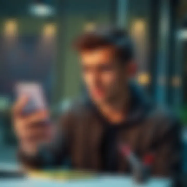 A frustrated person holding a smartphone, looking confused while trying to sign up for an app, symbolizing difficulties with SMS and call verification in Bosnia.