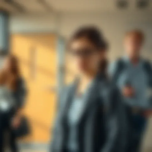 Frustrated student wearing a business-casual outfit looks upset as she is dress-coded, while peers in fitted clothing go unchallenged in the background.
