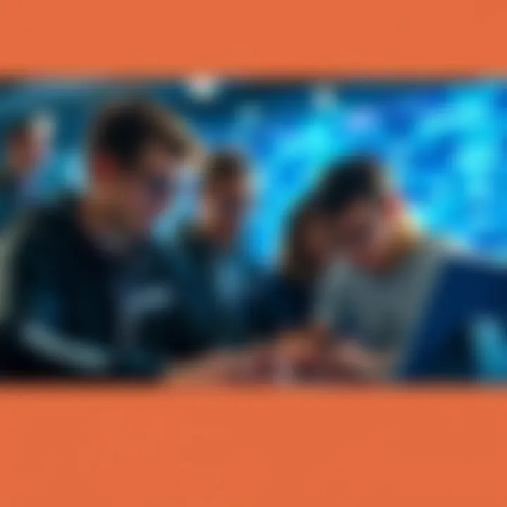 Group of students working together on a project during a hackathon focused on AI and STEM education