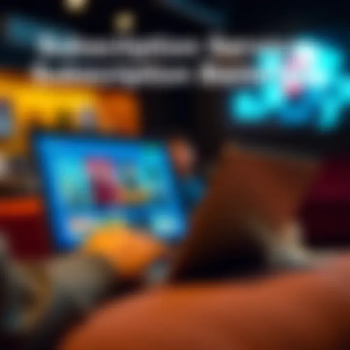 A person examining subscription benefits on a laptop, showing past and upcoming content options.