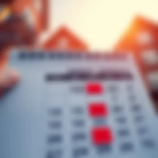 A calendar with highlighted dates showing rent increase schedule