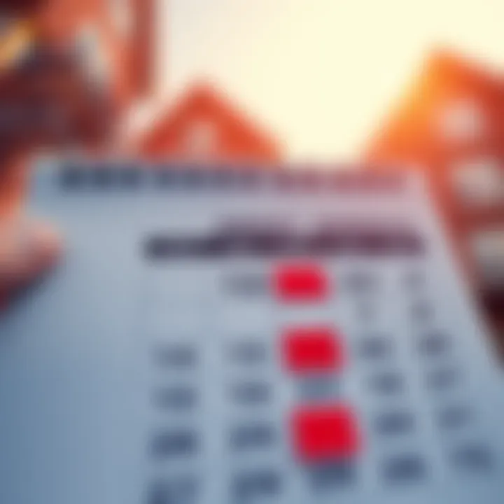 A calendar with highlighted dates showing rent increase schedule