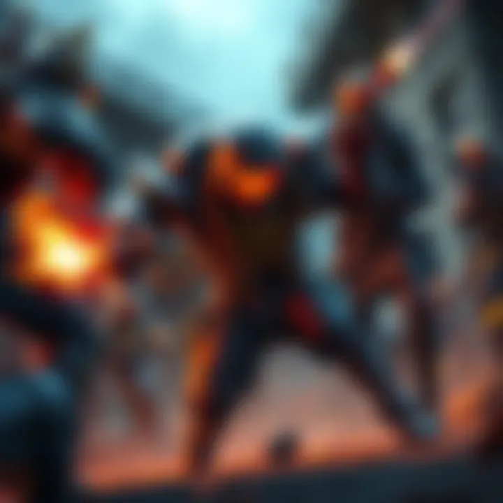 A scene showing a support player under attack from an enemy while other players are engaged in battle nearby, illustrating the challenge of keeping support safe.