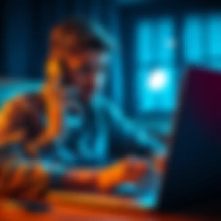 A worried individual holding a phone with a concerned expression while looking at an email on a laptop, indicating potential scams related to Coinbase support calls.