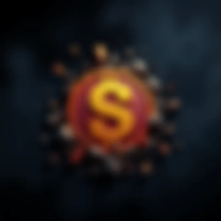 Crumbling logo of SweatCoin representing its decline, set against a gloomy background.