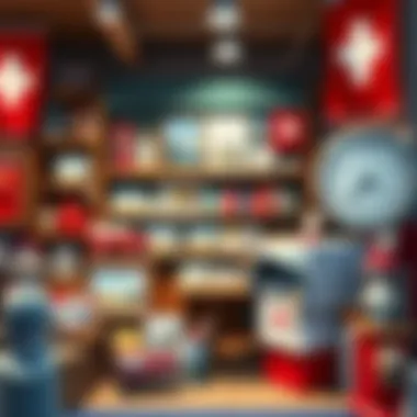 A variety of unique items available at a Swiss post office, showcasing distinctive offerings like stamps and local crafts.