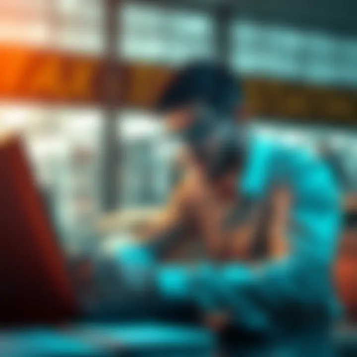 A person checking tax reports on a laptop while looking concerned about restrictions in MEXC restricted countries.