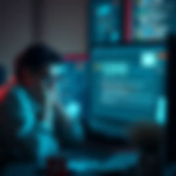 A stressed taxpayer looking at a computer screen showing error messages and 1099 forms