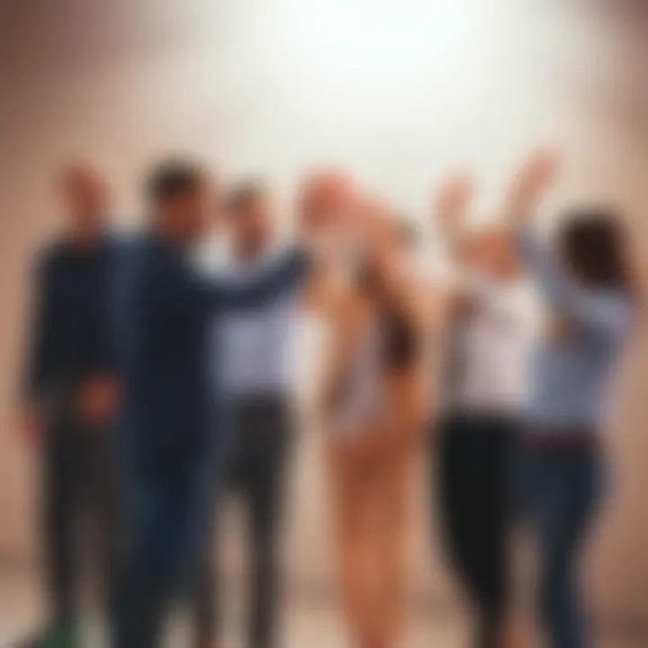 A group of people celebrating a major project milestone with smiles and high-fives