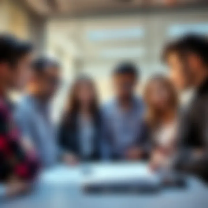 Team discussing marketing strategies A group of young professionals brainstorm marketing ideas for a landing page