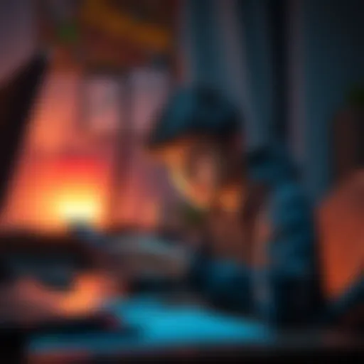 A 17-year-old boy sitting at a desk, looking worried while checking his phone for cryptocurrency updates.