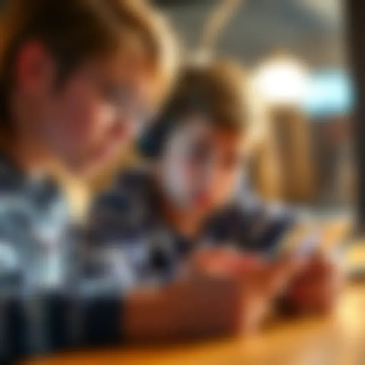 A frustrated 16-year-old looking at a smartphone with error messages on the screen while sitting at a desk