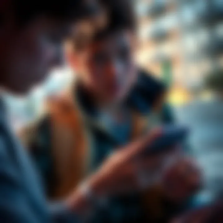 A 17-year-old looking at a banking app on a smartphone, contemplating opening a Revolut account