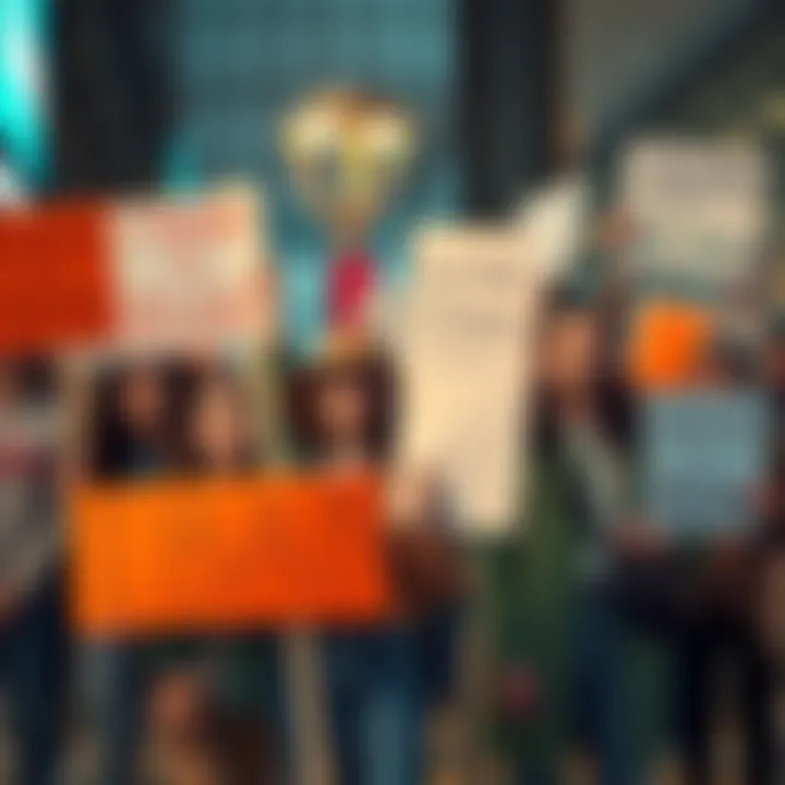 Group of teenagers holding signs demanding IBANs from Revolut to manage their finances independently