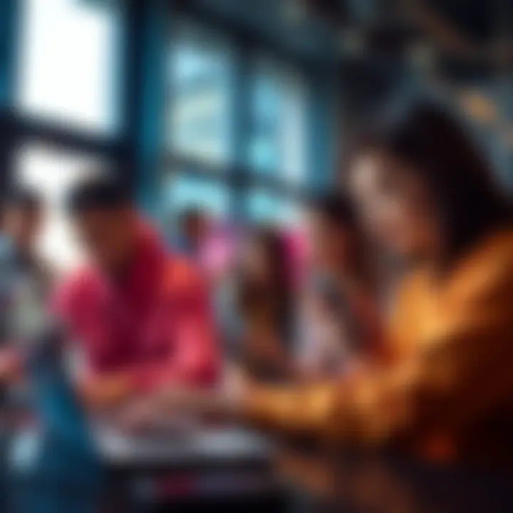 A group of people participating in the testing phase for Pi payment features on a laptop and mobile device.