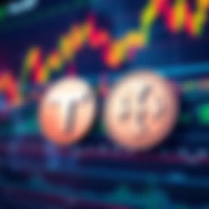 Tether logo alongside a Big Four accounting firm logo, symbolizing their partnership for a comprehensive audit, with a background of financial charts and data.