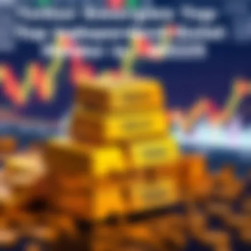 Graphic showing Tether's gold bars stacked with a financial chart in the background