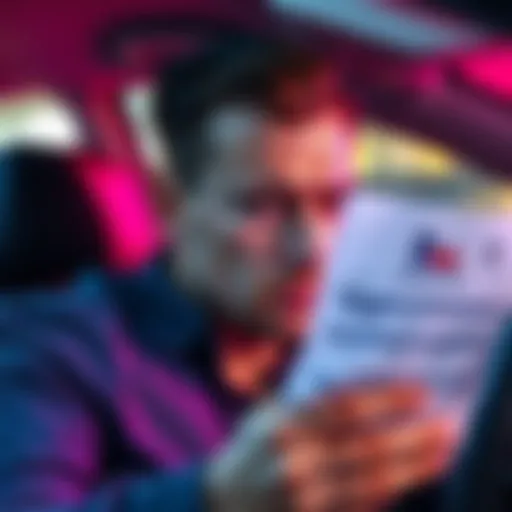 A person looking concerned while reviewing a financial statement after a car accident settlement in Texas.