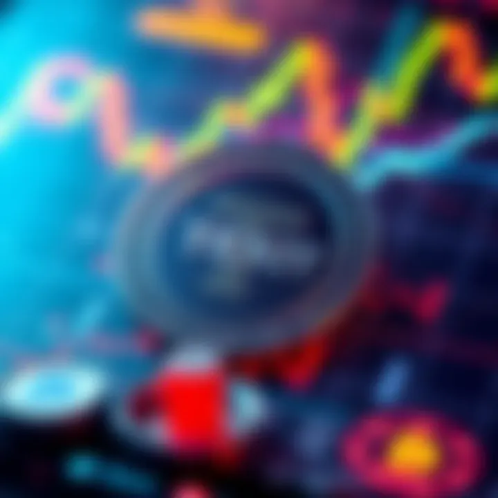 A close-up of Texit Coin graphics with fluctuating price charts and investment symbols, reflecting community discussions.