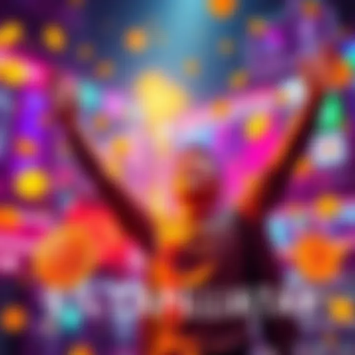 A person celebrating the announcement of Thailand's 0% capital gains tax on cryptocurrency, surrounded by digital currency symbols and a map of Thailand.