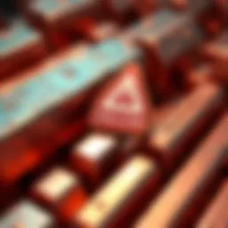 A close-up of thallium metal bars with a warning sign indicating toxicity and health risks.
