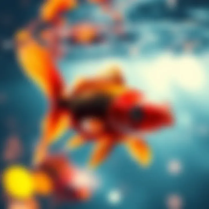 A vibrant image depicting a fish swimming in sparkling water, representing the theme of fortune and luck.