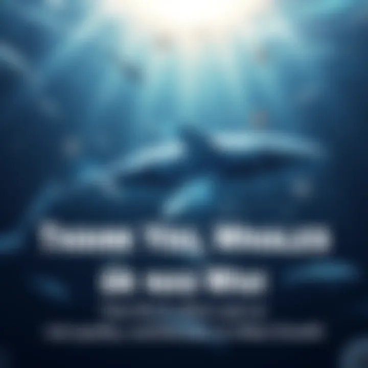 A digital artwork showing a large whale swimming peacefully in the ocean, with elements representing Atlas's game features around it. The scene conveys gratitude and growth in the gaming community.