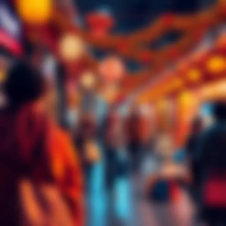 A festive scene with people happily trading on Bitmart during Thanksgiving and Black Friday, featuring autumn decorations and holiday shopping bags.