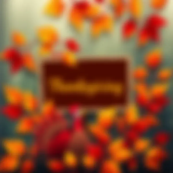 Thanksgiving Message for Butters A festive Thanksgiving card with a warm message for Butters, surrounded by autumn leaves and a turkey illustration.