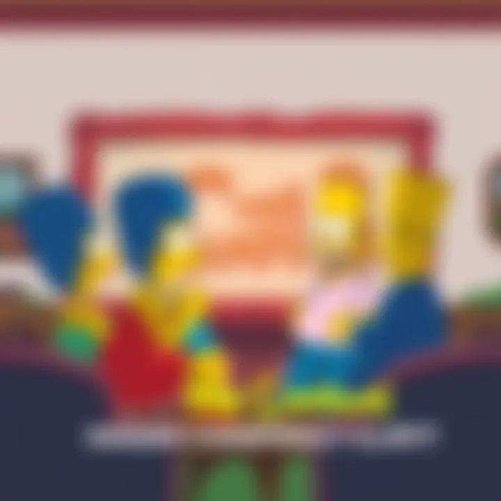 The Simpsons Episode Scene A scene from The Simpsons showing characters discussing a potential conspiracy hint in a 2020 episode