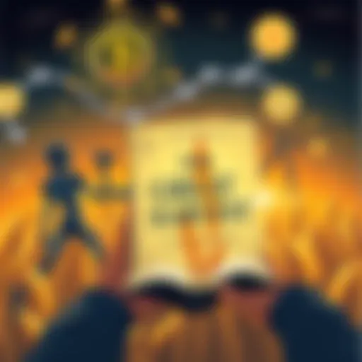 Cover illustration showing a person reading The Great Harvest book, with symbols of AI, labor, and Bitcoin in the background.