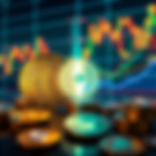 Visual representation of Theta Token and TFUEL with market graphs and coins, highlighting the competition between them