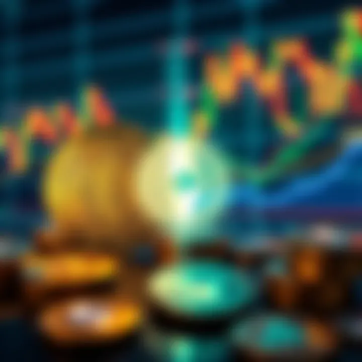 Visual representation of Theta Token and TFUEL with market graphs and coins, highlighting the competition between them