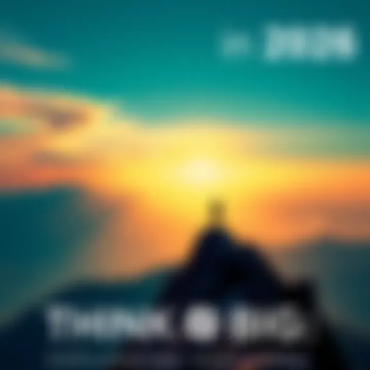 A person standing on a mountain peak, looking out at a vast horizon with a sense of hope and opportunity.